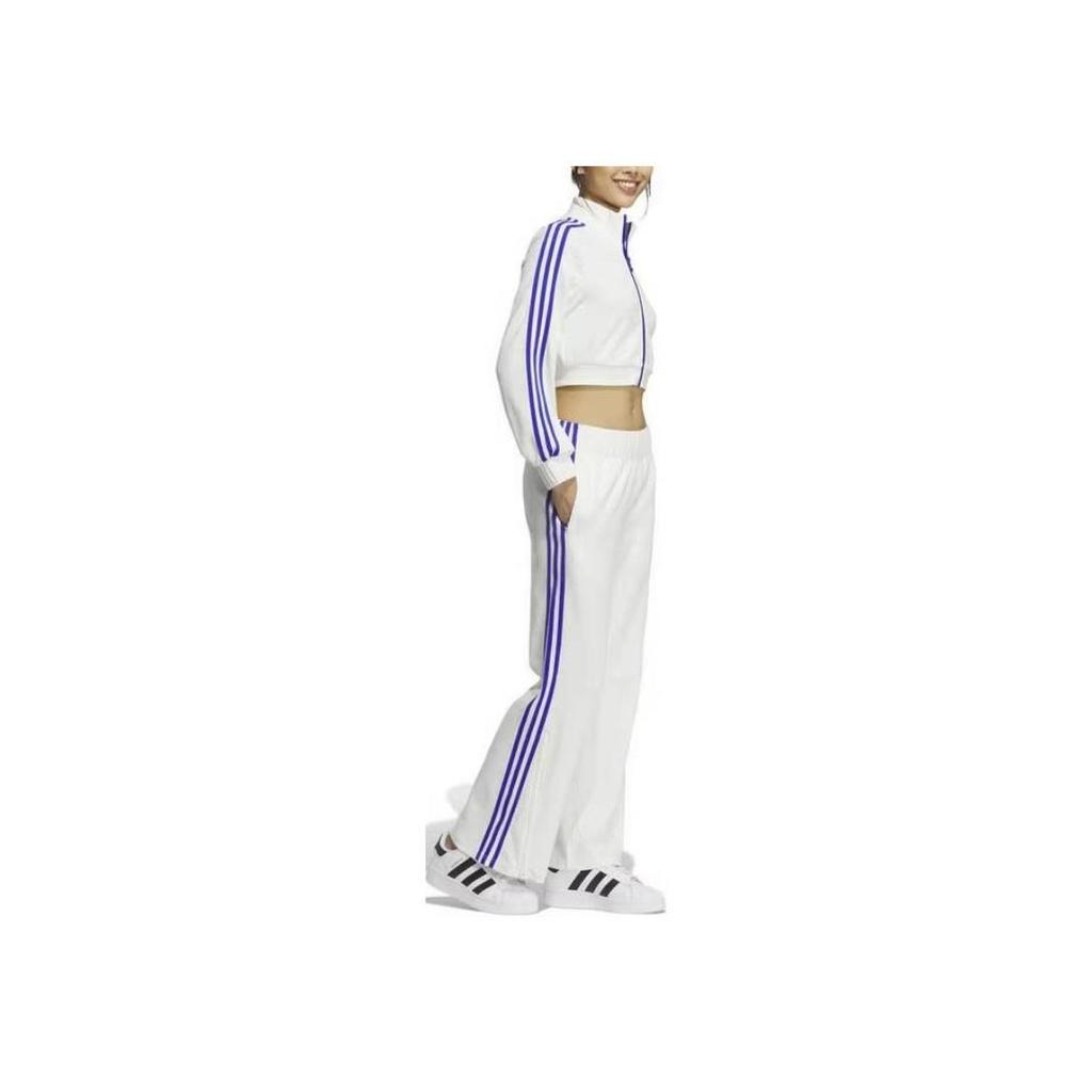 adidas Originals Trefoil Three-Stripe Colorblock Knit Straight Leg Track Pants Women White IY7121