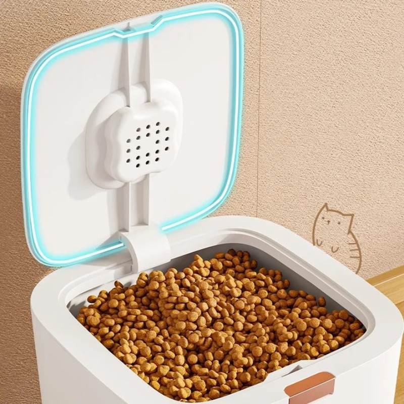 Pet food storage barrel Spring Press Type dog cat large storage food sealed moisture-proof Silicone ring Visualization box