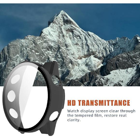 Compatible for Garmin Forerunner 570 Case with Dust Plug, Lamshaw Case with Tempered Glass Screen Protector + Dust Plug Compatible with Garmin