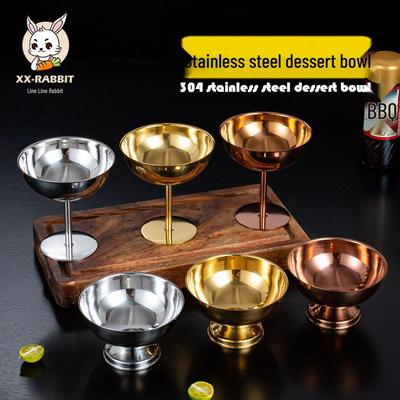 Korean Style 304 Stainless Steel Ice Cream Cup – Tall Stem Champagne Dessert Bowl