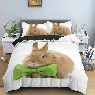 Buona Pasqua Uovo Coniglio Re Regina Copripiumino Cartone Animato Adorabile Coniglietto Set Biancheria da Letto Animali Domestici Copripiumino Poliestere Copripiumino