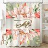 Watercolor Floral Personalized Name Bath Shower Curtain Set Decor