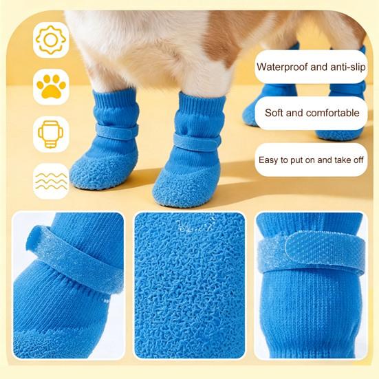 4 Pcs Dog Shoes for Small Dogs, Soft Anti-Slip Puppy Boots Paw Protectors for Hot Pavement, Hardwood Floors, Winter Snow Hiking