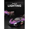 1/24 Apollo Project EVO Electroplated Sports Car Alloy Model Diecast Metal Sound and Light Pull Back Children's Toy Car Holiday