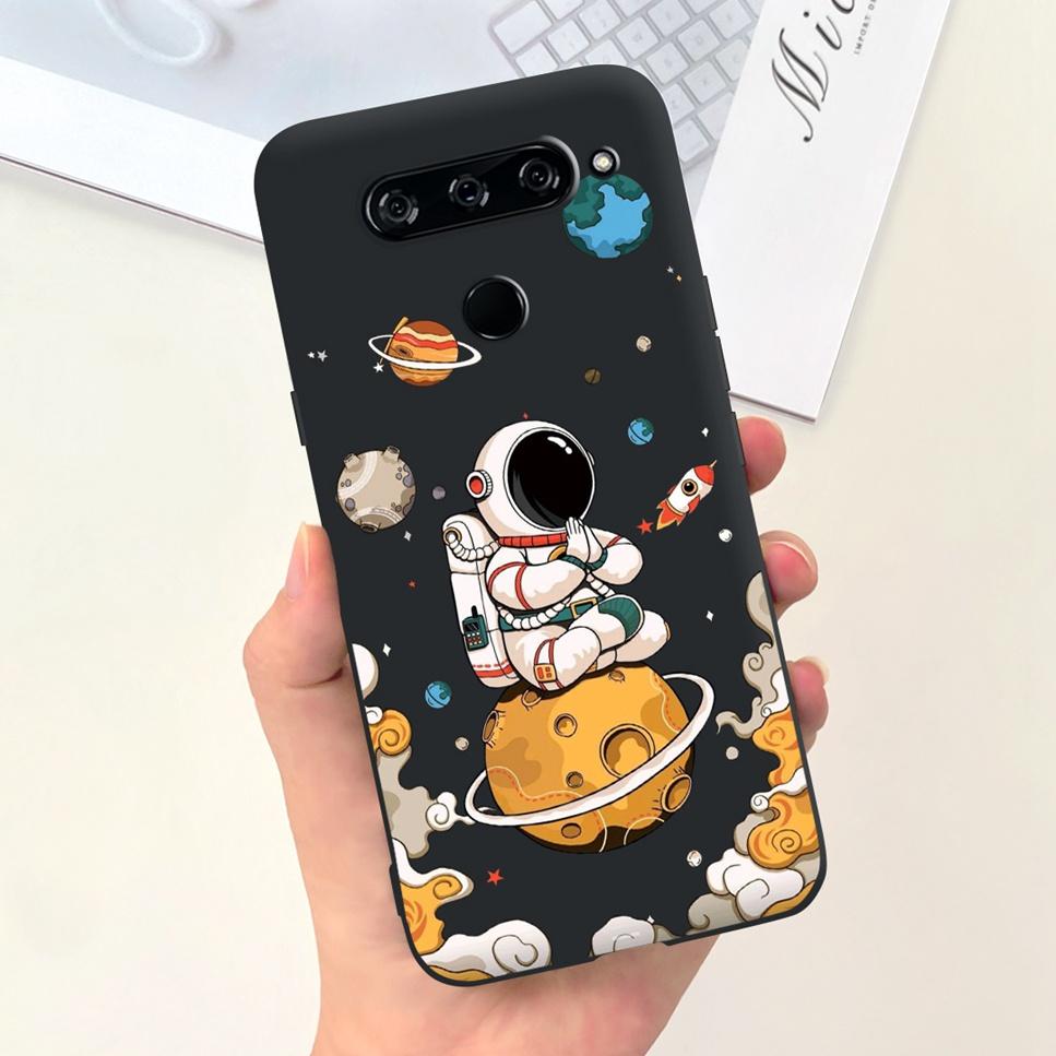Case For LG V40 ThinQ Cartoon Astronaut Dinosaur Soft Silicon Black Cover For LG V50 V50S ThinQ 5G LG V30 2017 Bumper Phone Case