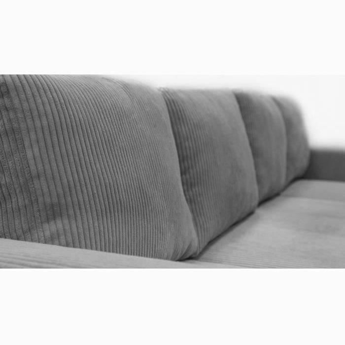 PHARELL 5/6 Seater Panoramic Convertible Sofa - Anthracite Corduroy Fabric - Storage Box - L297xP155xH85cm