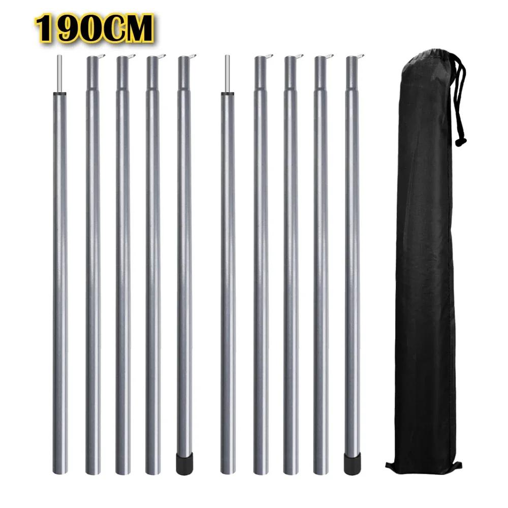 Set of 2 Tent Poles Adjustable Tarp Poles 2m/1.9m Steel Rods for Tarp Canopy Camping Sun Shelter Support Stand Pole Tent Accesso