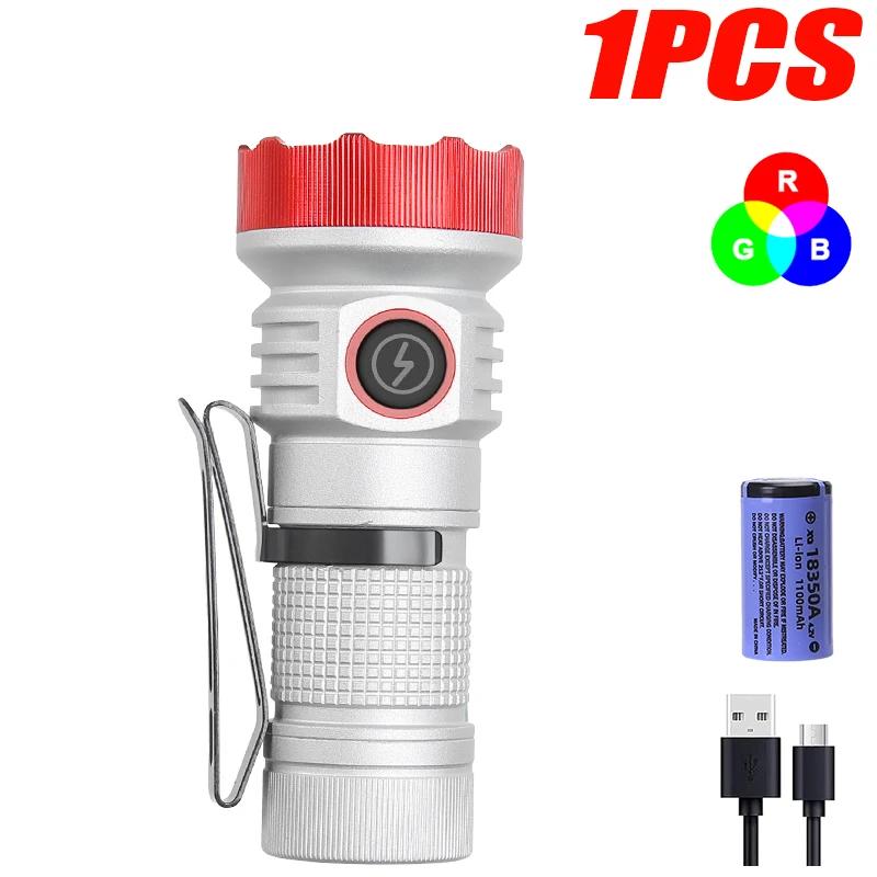 Multifunctional Strong Light Flashlight with 11 Lighting Modes for Long-distance Shooting Magnetic Suction Mini 7LED Flashlight