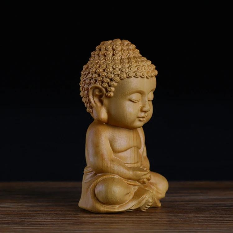Wood Carving Buddha Statue of Tathagata Cultural and Handicraft Ornaments Wooden Carving Gift Home Desktop Decorations