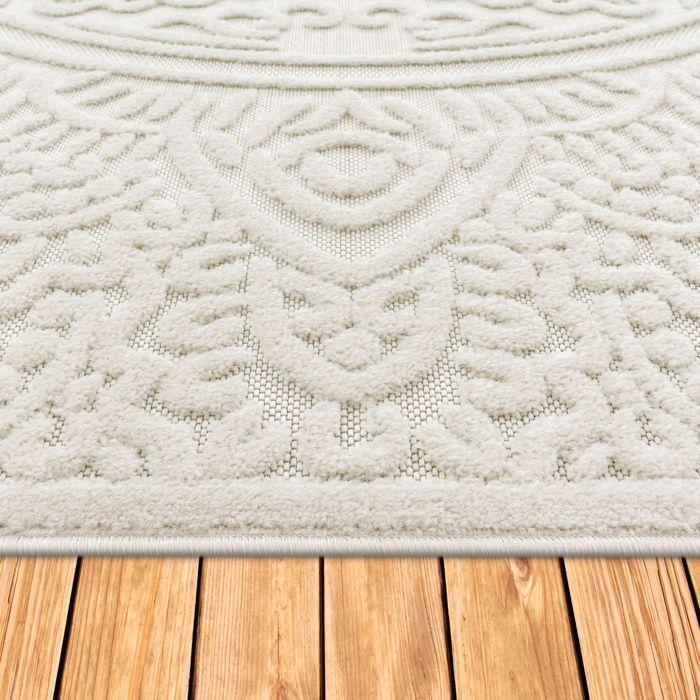 Paco Home Tapis Salon Chambre Adulte Poils Ras Motif Boho Motif Oriental Motif Fleuri Crème Crème 60x100 Cm