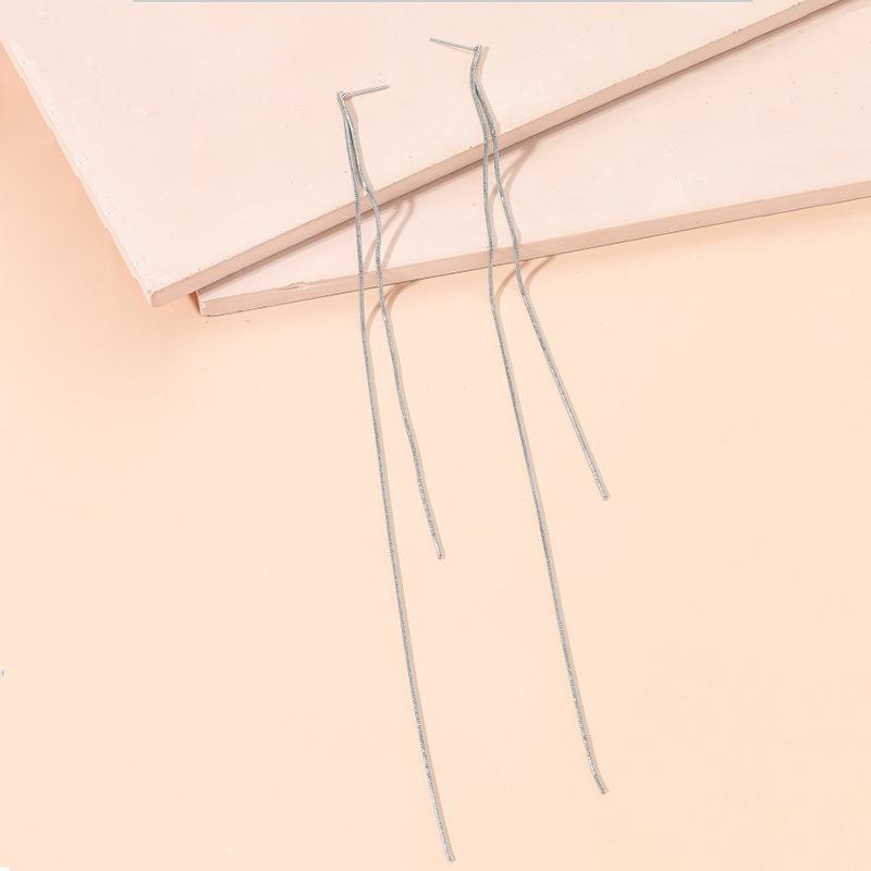 Korean Style Sweet Temperament Long Tassel Chain Stud Earrings