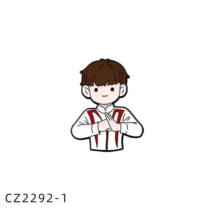National Ping Sha Head Combination Cartoon Badge Athlete Metal Brooch Clothes Bag Accessories Gift Commemorative Badge