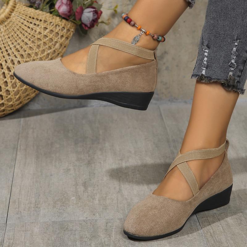 Fashion 2025 New Women's Shoes Fashion Suede Casual Shoes Comfort Slip On Loafers Wedge Heel Single Shoes for Women Light Walking Flats