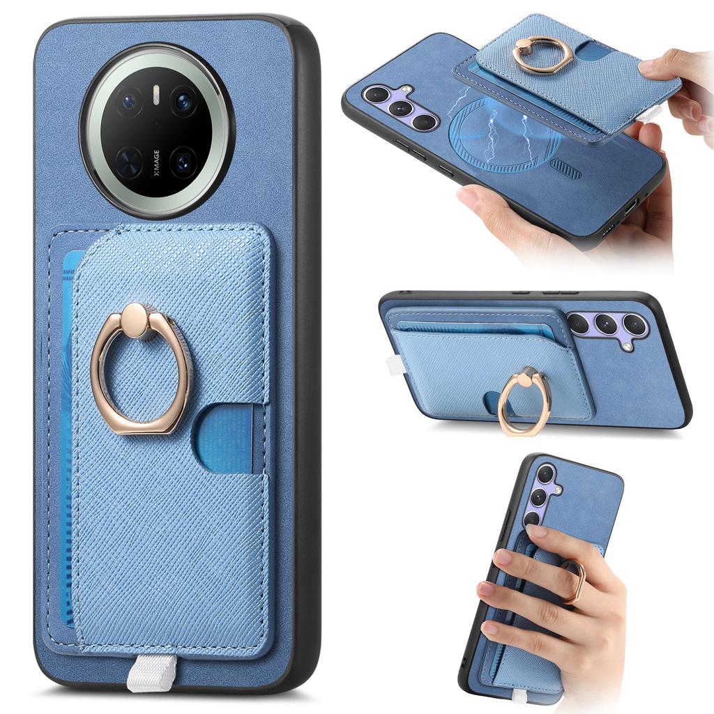 For Huawei Mate 70 Case Ring Kickstand Leather+TPU+PC Phone Cover Detachable Card Holder