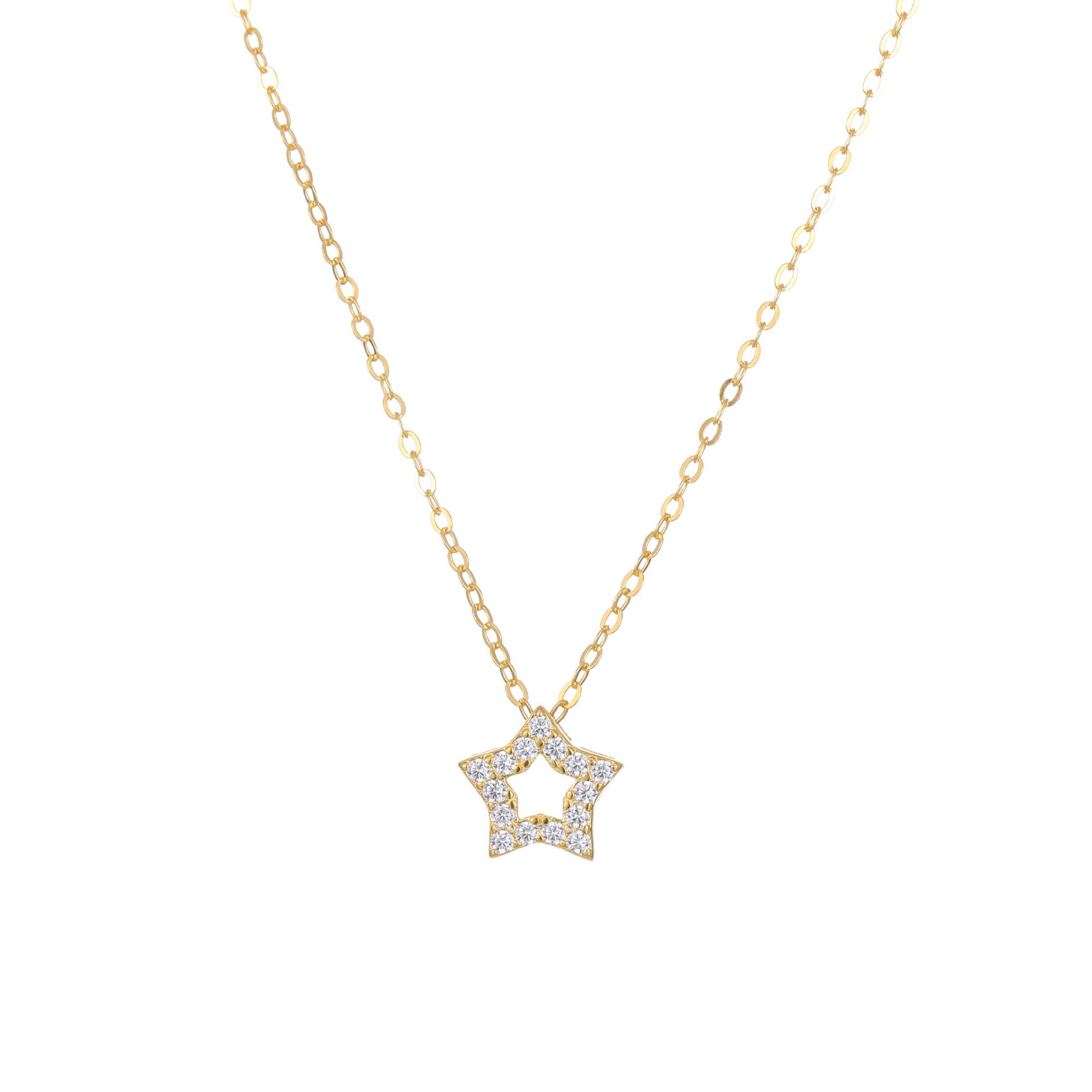 

18K Gold-Plated Silver Star Necklace with Diamond Accents Silver золотий