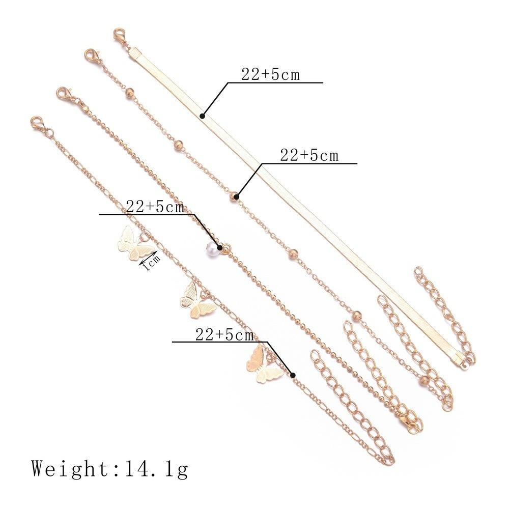 Butterfly Pearl Pendant Alloy Multi-Layer Ladies Beach Anklet