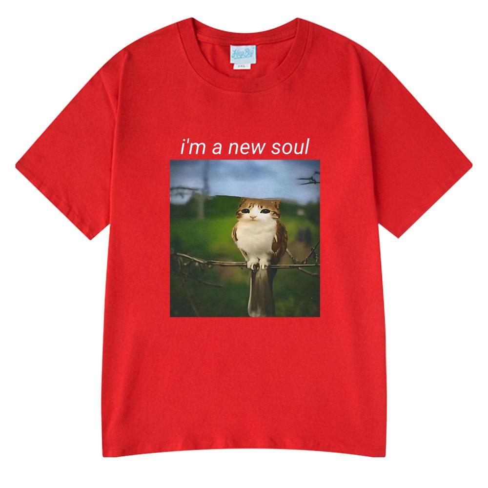 

Cat Owl Funny Meowl Meme I m A New Soul T-shirts Summer Couple Clothing Fashion Harajuku Short Sleeves Tshirt Oversized T Shirts S