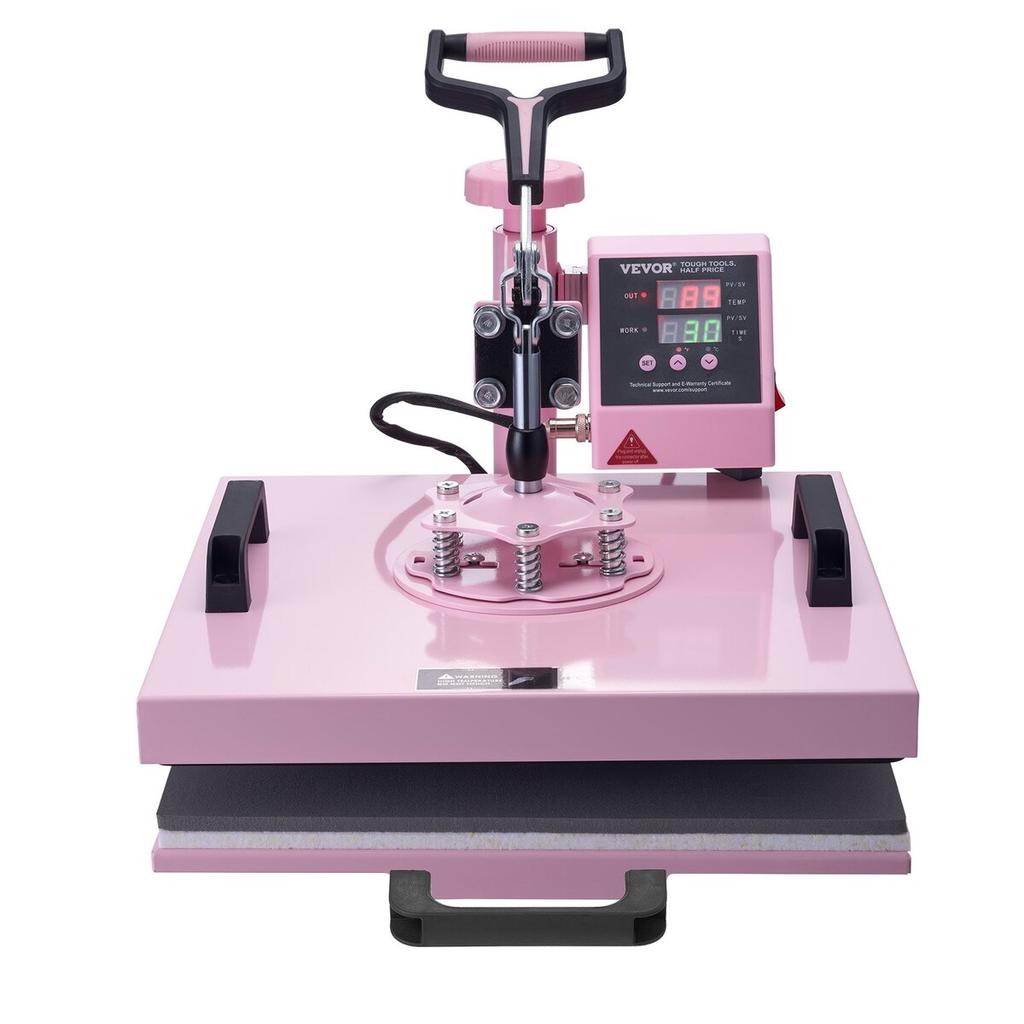 Heat Press Machine 15x15 In 8 In 1 with 30oz Tumbler Press T-Shirts Pink
