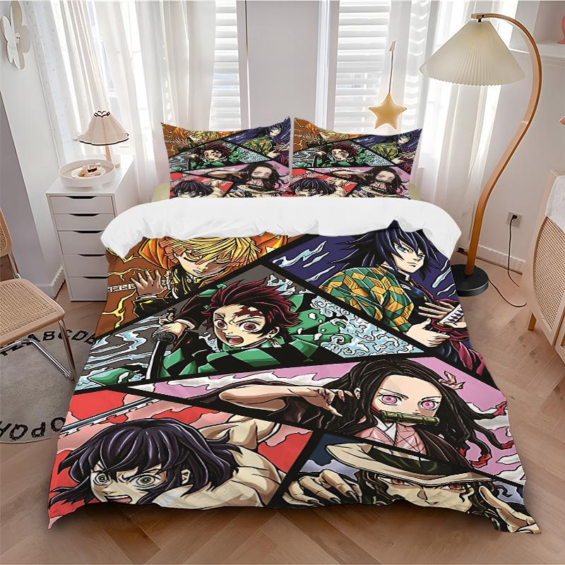 3pcs Demon Slayer Bedding Set. Soft and Comfortable with No Core Included (1x Duvet Cover + 2x Pillow Covers) yy251031052