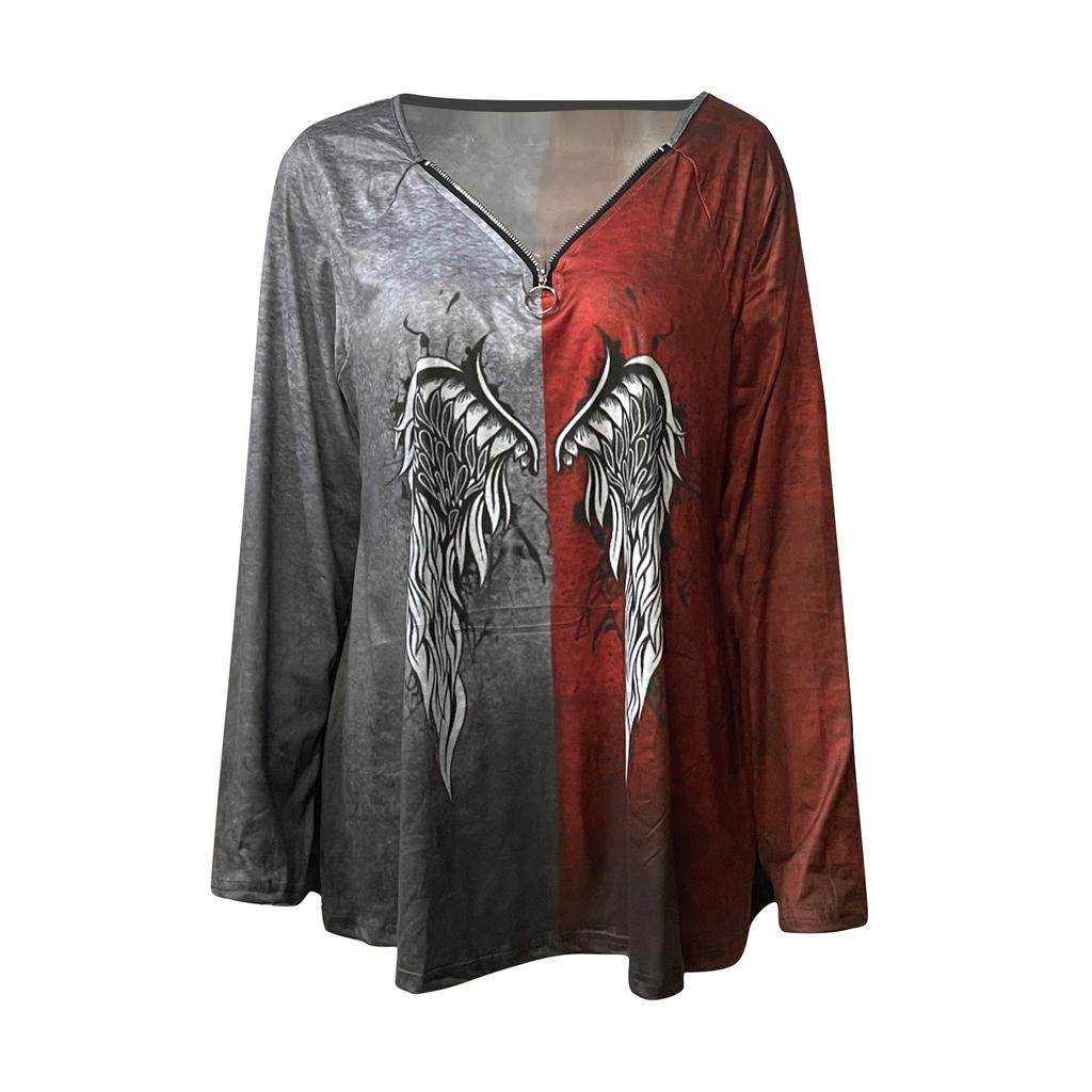 Pullover T Shirts Blouse Tops For Women Long Sleeve  Fall Clothes Casual Loose V Neck Tee Shirts