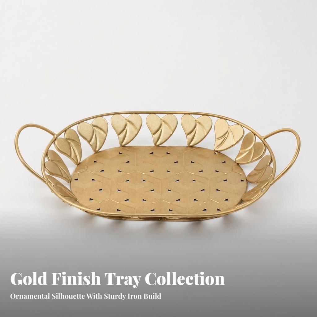 Elegant Decorative Tray with Handles Openwork Serving