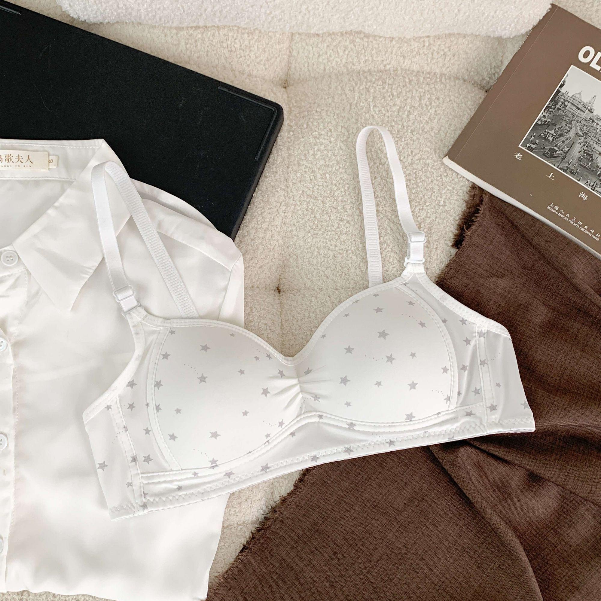 

Девушки Бюстгальтеры Милые Звезды Беспроводное Дышащее Белье Мягкие Пуш-ап Бюстгальтеры Женские Бюстгальтеры Чашка 3/4 Регулируемые С Подушечкой Нижнее Белье 32/70AB