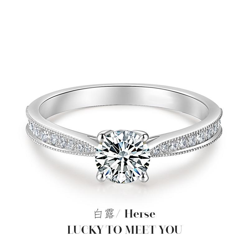 New 925 Sterling Silver Ring Micro-Inlaid Simulation Diamond Princess Ring Female Charm Jewelry Gift