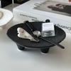 Keramisk smyckesbricka för kvinnor - 1 stycke, Unik trebent konstdesign, Multifunktionell oval bordsaccessoarskål i keramik