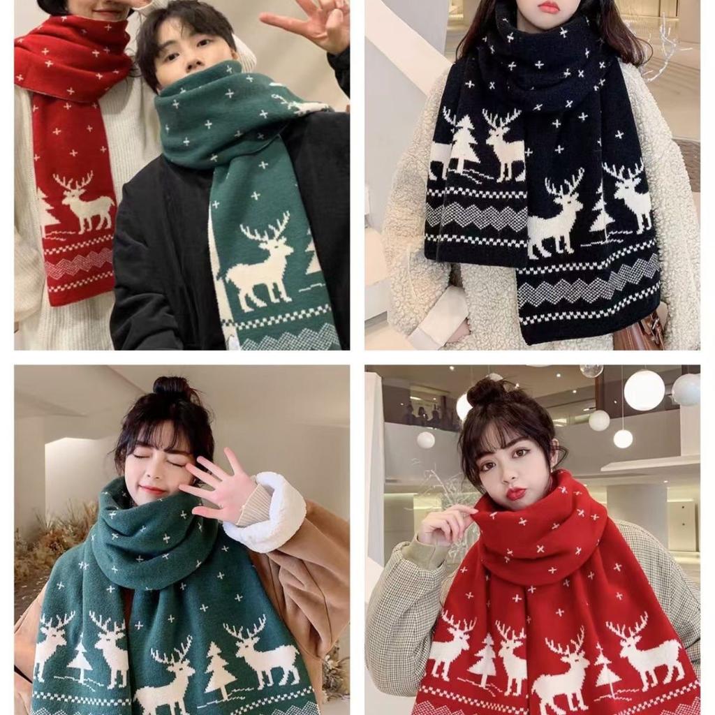 Autumn Lengthened Cute Deer Christmas Gift Skin-friendly Winter Red Warm Student Scarf Scarf Female