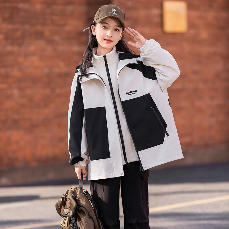 Girls' Winter Hooded 3-in-1 Outdoor Camping Jacket