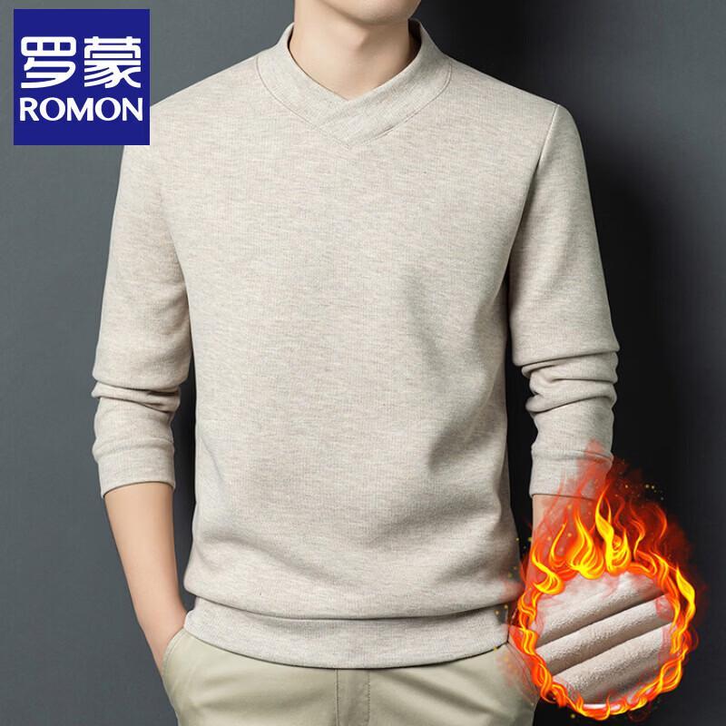 Romon Men s V-Neck Fleece-Lined Thermal Long Sleeve T-Shirt XL