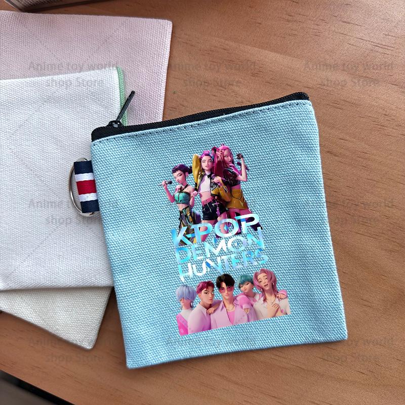 KPop Demon Hunters Makeup Bag Women Cute Anime Canvas Multicolored Pencil Case Zipper Hand-carried Finishing Storage Bags Gift