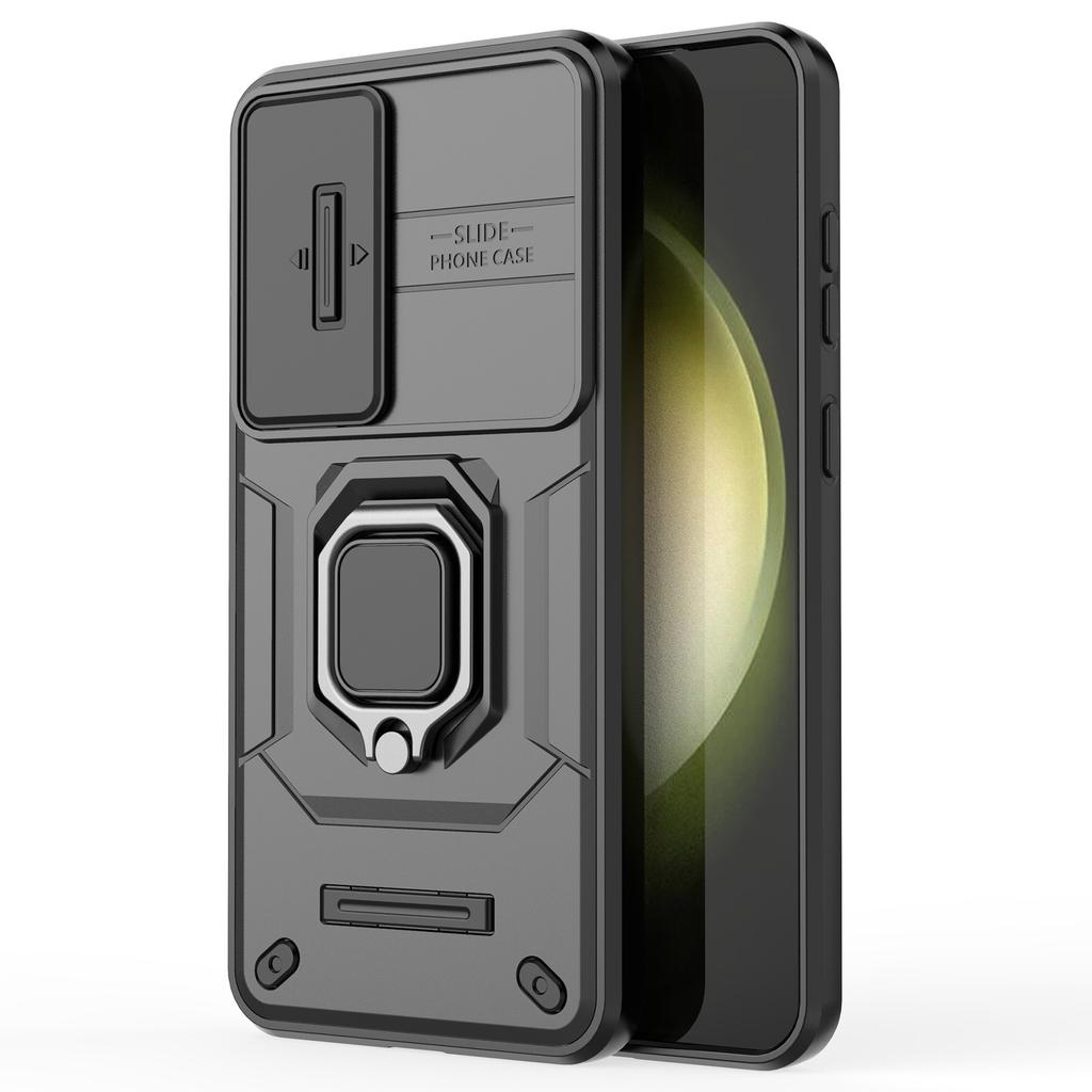 For Samsung Galaxy S25+ Case PC+TPU Kickstand Phone Protector with Lens Cover