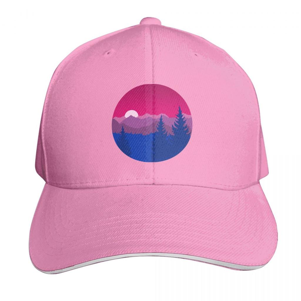 Subtle Bisexual Pride Flag Mountainscape Baseball Cap Unisexs Big Size Hat Mountaineering Western Hat Sunscreen Golf Women Unisexs
