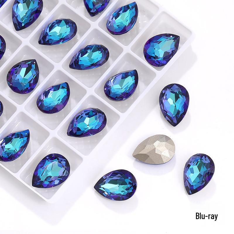 High-Grade K9 Teardrop Rhinestone DIY Jewelry Accessory - Silver-Plated Base with Irregular Crystal Glass Drill, Pointed Bottom