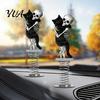 Funny Vehicle Wobble Decor Cute Cat Car Dashboard Decorations with Spring Swing Design, 2D Flat Acrylic Kitten High Elastic Ornaments, Stable