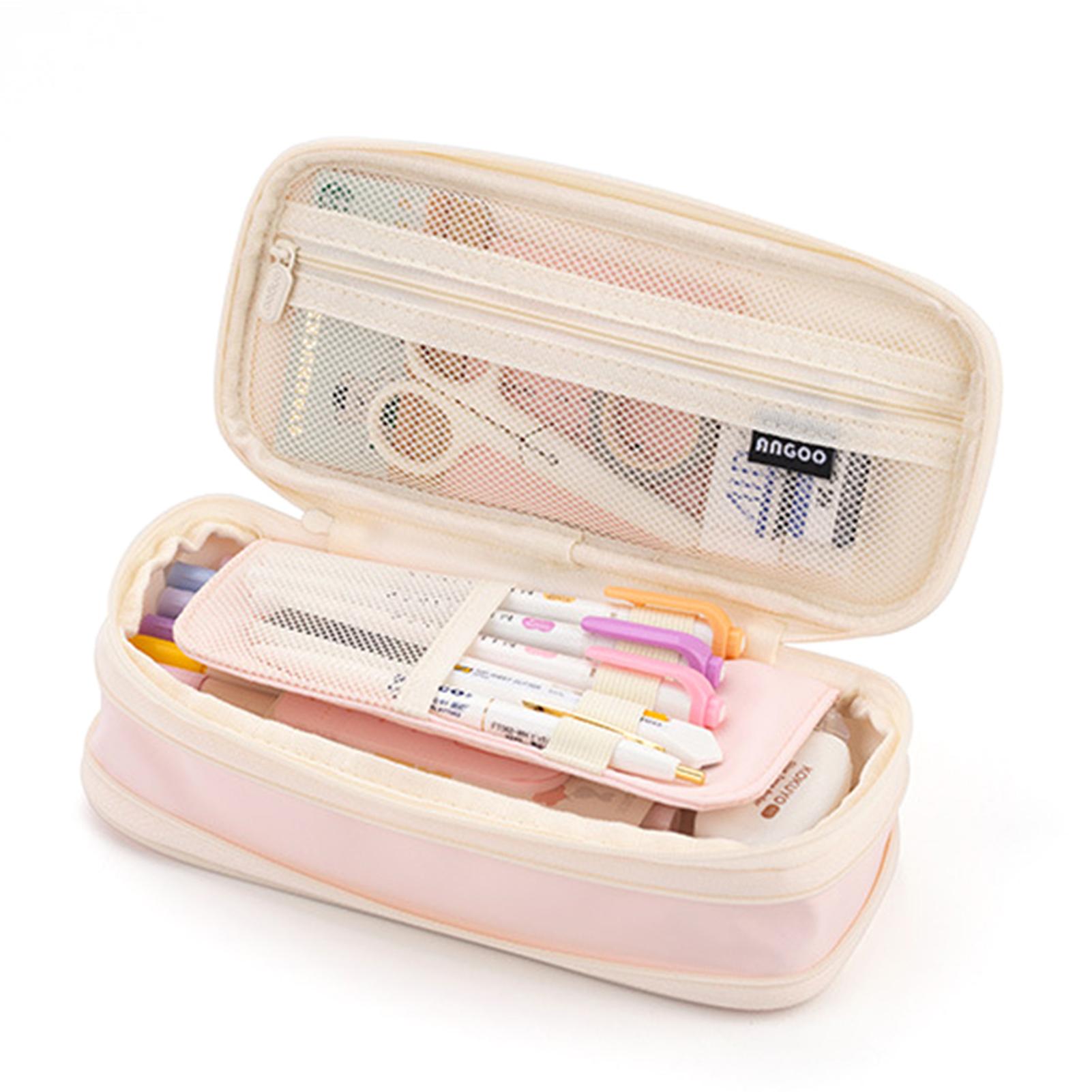 

Большой вместительный школьный пенал для канцелярских принадлежностей с карманом на молнии, многослойный карман для хранения вещей в офисе