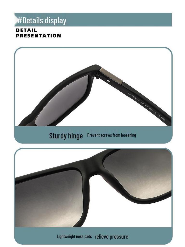 Men's Retro Square Polarized Sunglasses - Fashionable Anti-Glare Eyewear