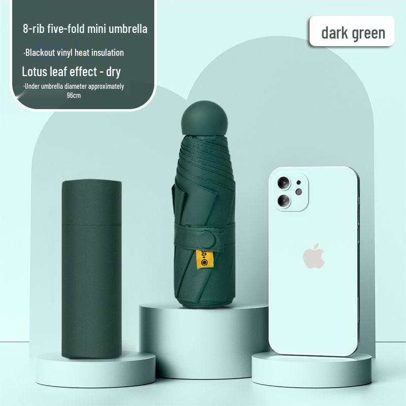 Lätt UV-skyddande Kapselparaply - Bärbart Dubbelanvändningssolskydd för Kvinnor, Soliga och Regniga Dagar