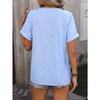 V-neck Button Solid Color Loose Short Sleeved Women's T-shirts