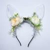 Large Bunnies Ears Hair Hoop Polychrome Flower Hairband Female Anime Headbands for Kids and Teens