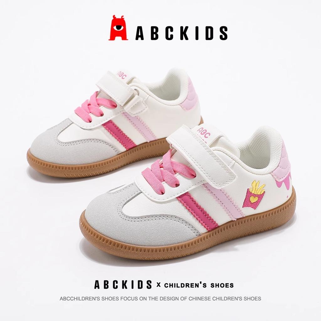 Girls' Sports Shoes 2025 New Spring and Autumn Soft-soled Velcro Casual Moral Training Shoes Medium and Older Children's Embroidered Board Shoes Low-t