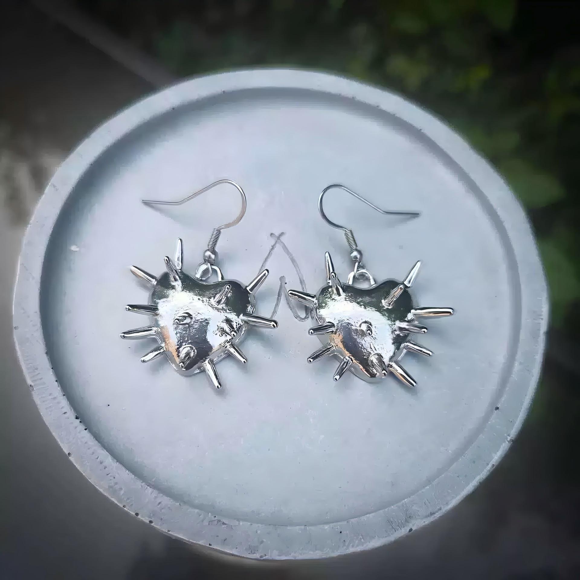 European  American Gothic Heart Spike Earrings: Personalized Dark Earring Drops