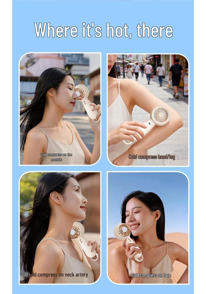 2026 Portable Mini Desktop Fan with Ice Pack and Long Battery Life – Silent Handheld for Outdoor Use