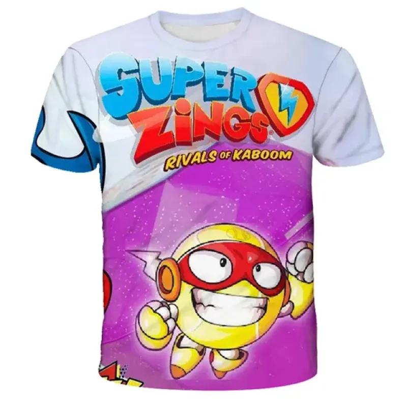 Super Zings T-shirt Summer Children's Boys and Girls Printed Cartoon T-shirt Old Children's Fashion Casual Top Clothing