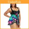 Tankini Blouson Stampato Farfalle Taglie Forti da Donna Costumi da Bagno alla Moda per Ogni Occasione