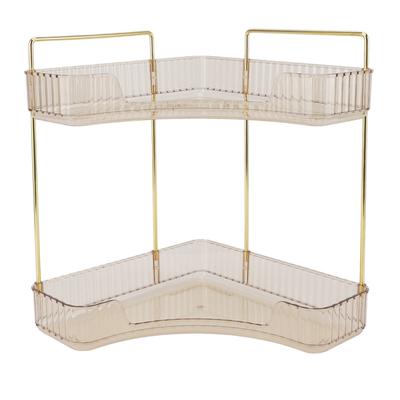 2 Tier Corner Bathroom Countertop Organizer Space Saving Easy Assembly Metal Corner Countertop