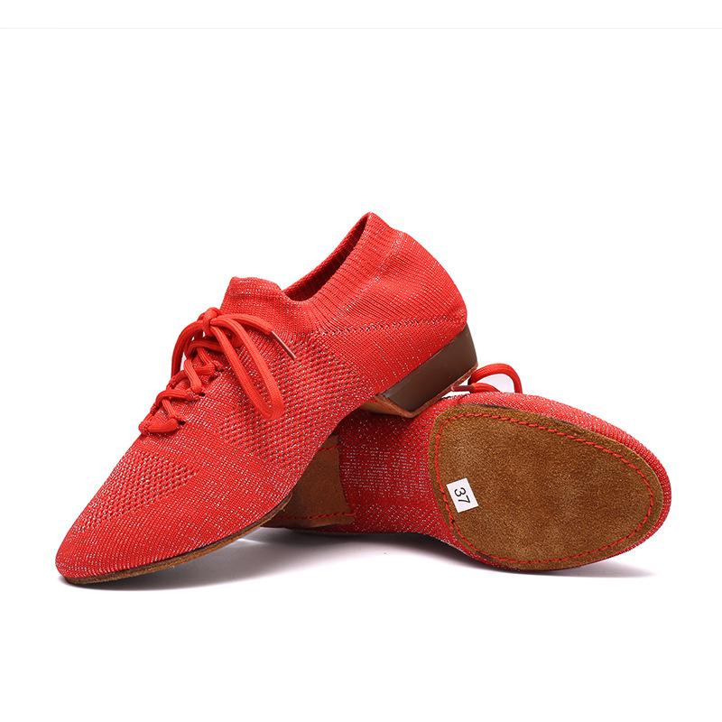 Fly-knit Schnür-Ballerinas mit Absatz für Damen-Latein-, Yoga- oder Jazztanz.