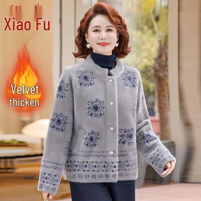 Elegant Faux Mink Velvet Winter Coat for Middle-Aged Women