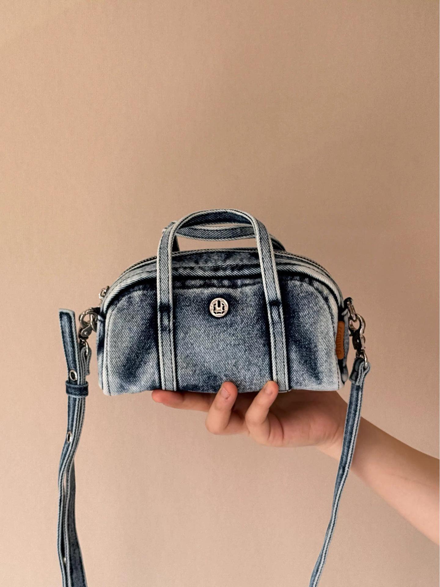 

Сумка-тоут из денима: Универсальная сумка Boston, кроссбоди и мини-сумка для телефона. 18*6*9 cm темно-синий